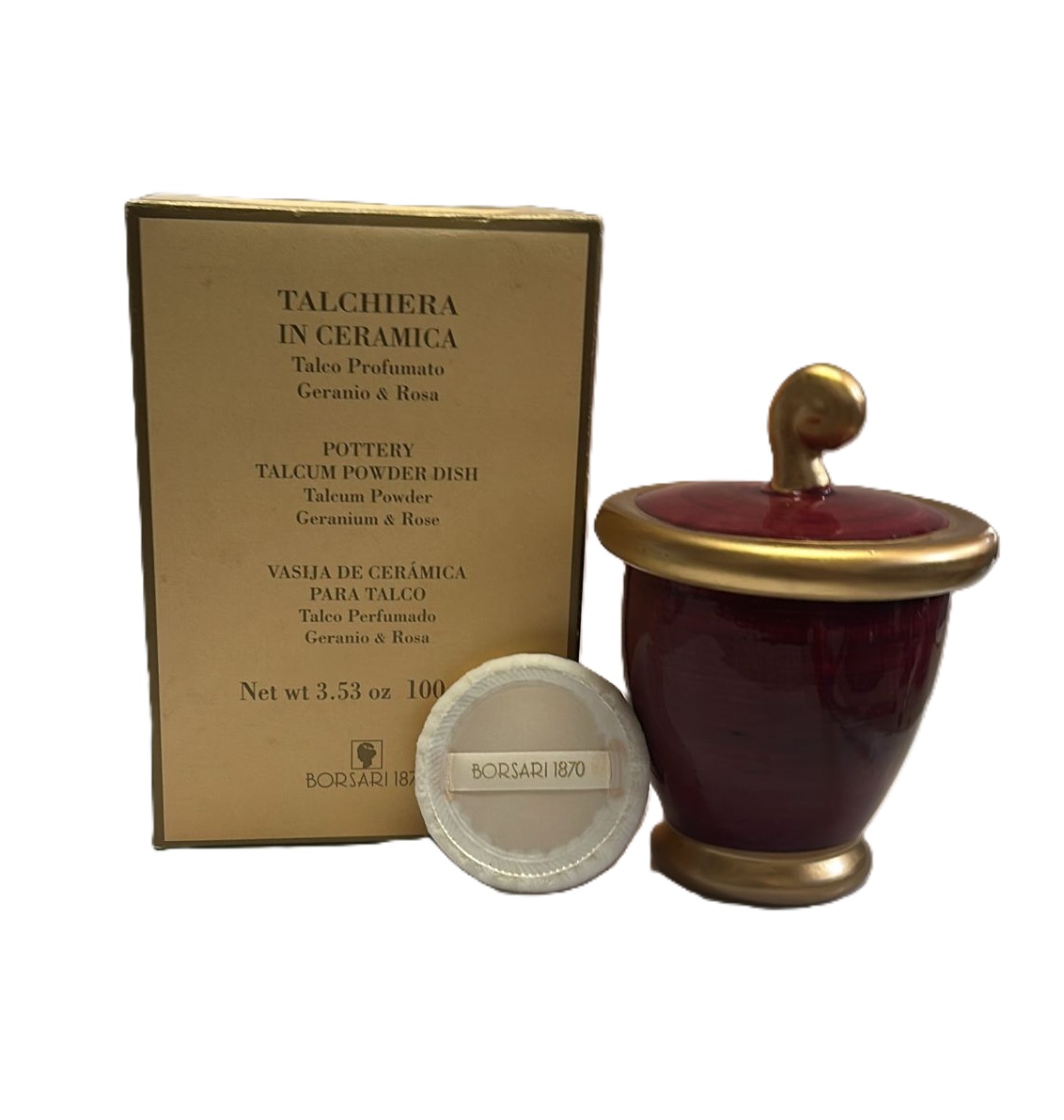 BORSARI - Geranio & Rosa Talchiera in Ceramica 100 gr Vintage