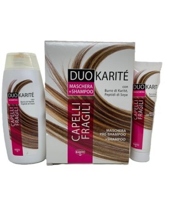 SOCIETA' DEL KARITE', Duo Karitè, Maschera pre-Shampoo 50 ml + Shampoo 200 ml, Capelli Fragili